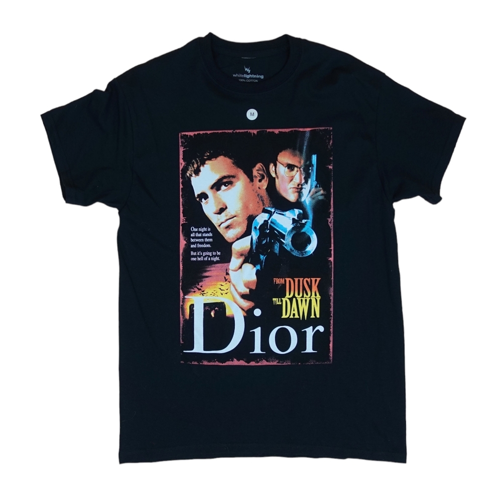 whiitelightning DiorTillDawn Graphic T-Shirt Black Parody Tee - M - Picture 2 of 5